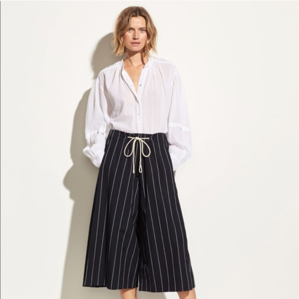 Vince Skinny Stripe Slit Culotte Wide Leg Palazzo Pants Size S
